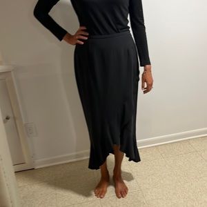 Doncaster faux wrap silk maxi skirt size 10. Flirty ruffle at bottom